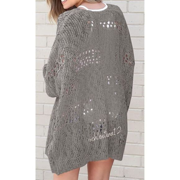 NEW Oversized Hollow Out Cardigan Sweater - Picture 6 of 10